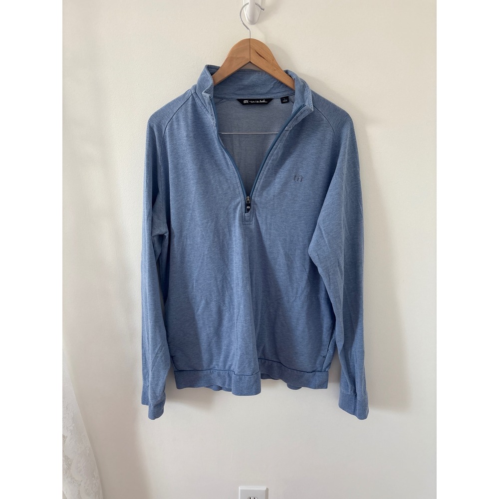 Travis‎ Mathew Mens Quarter Zip Pullover Sweater Blue Size L Golf Casual